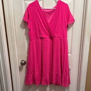 Vibrant Pink Short Sleeve Dress